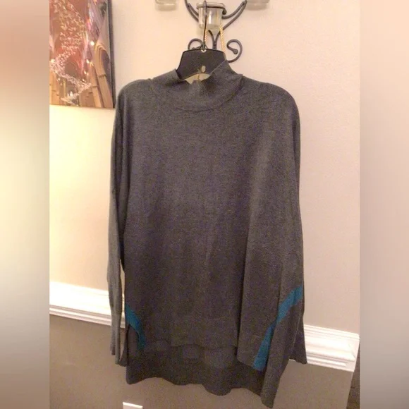 BUY NOW - Lane Bryant Gray Hint of Turquoise Sweater - Plus - Picture 1 of 6